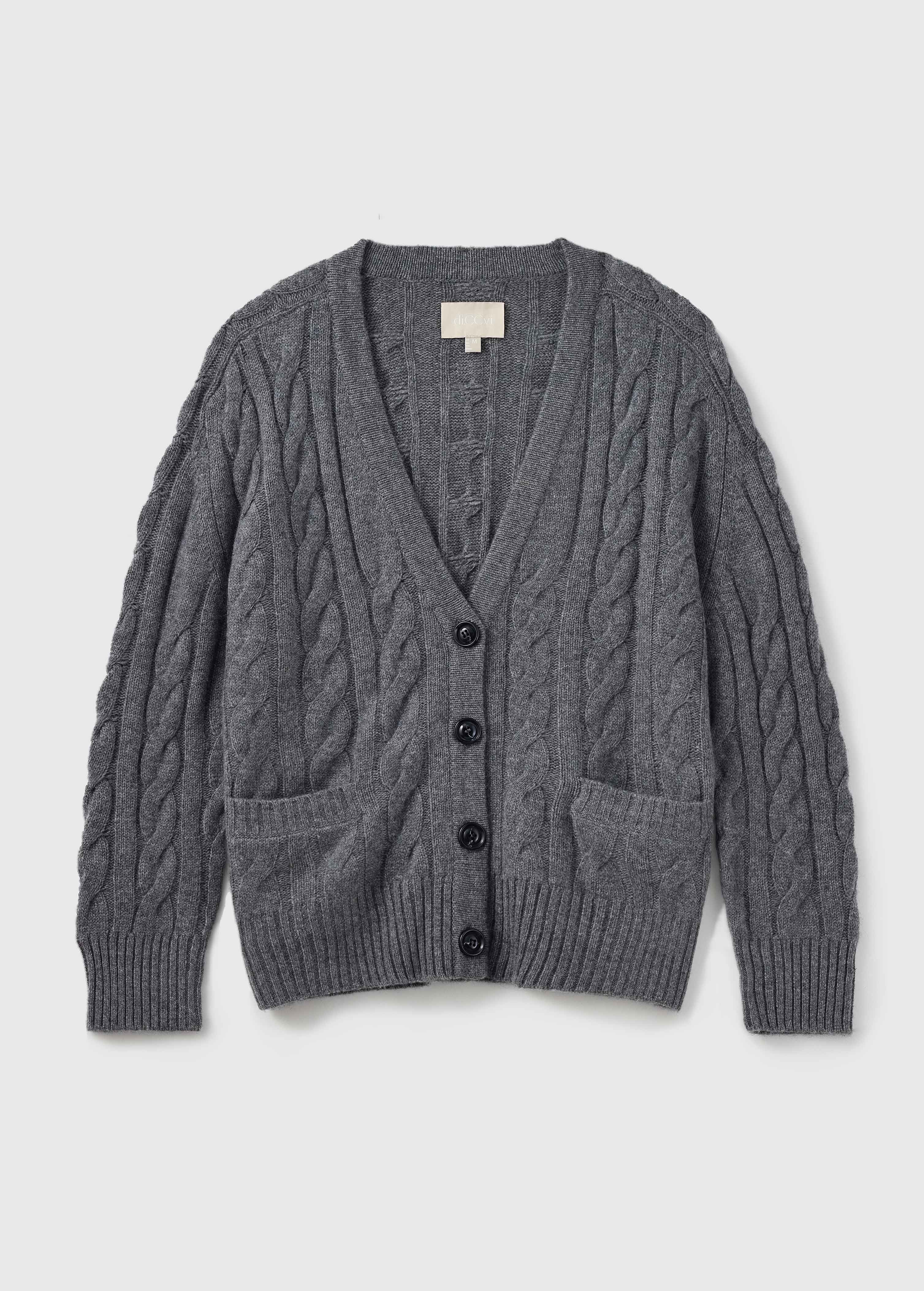 Franz Unisex Cable-knit Cardigan Dark Grey - Main Image
